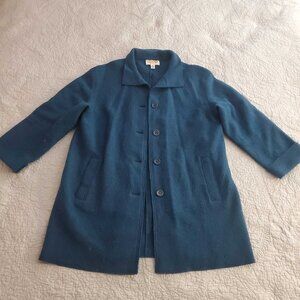Blue Wool Coat with Pockets
